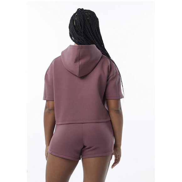 Alphalete Woman’s ELMTS Half Sleeve Crop Hoodie - Mauve , Size Small - Picture 2 of 8